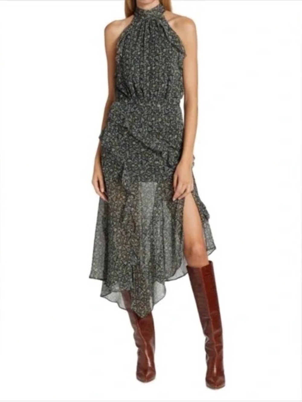 Veronica Beard Kailey Asymmetric Halter Dress